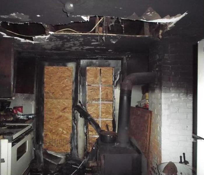 kitchen with extreme fire damage