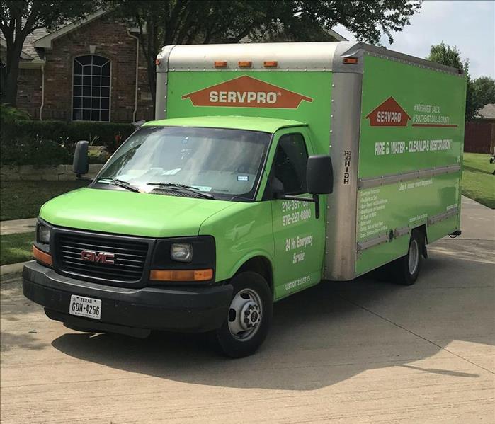 SERVPRO green boxtruck at worksite