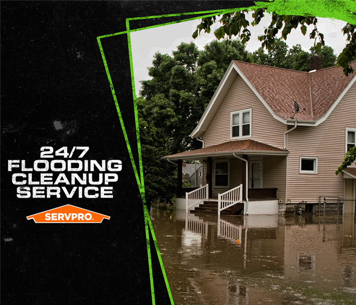 Flood water outside a home.