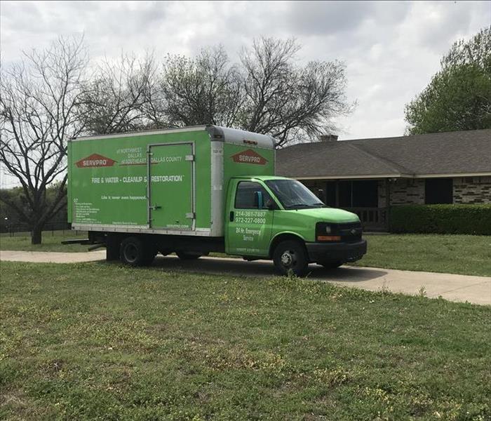 servpro box truck parked at client house